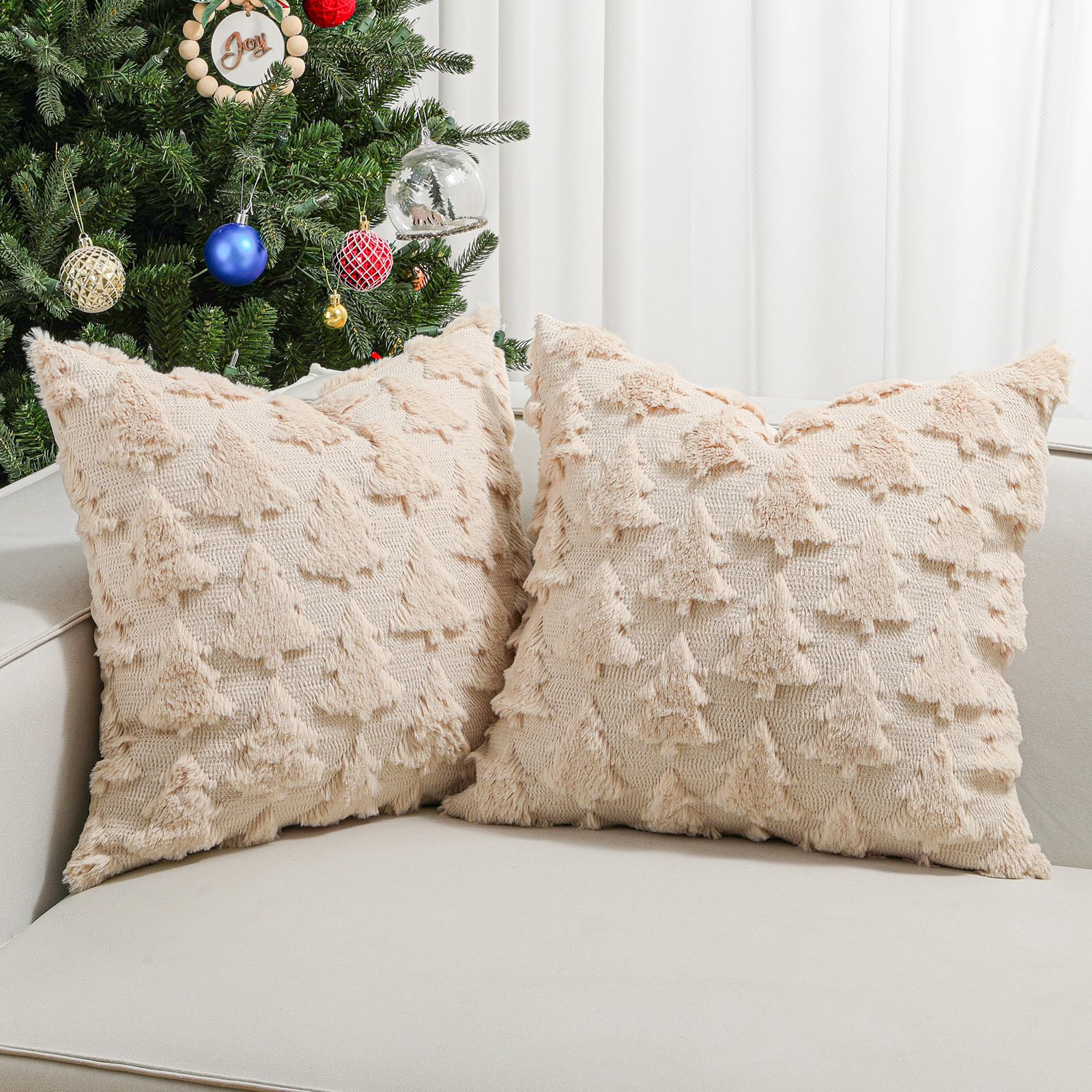 Lewondr Christmas Throw Pillow Cover 18x18