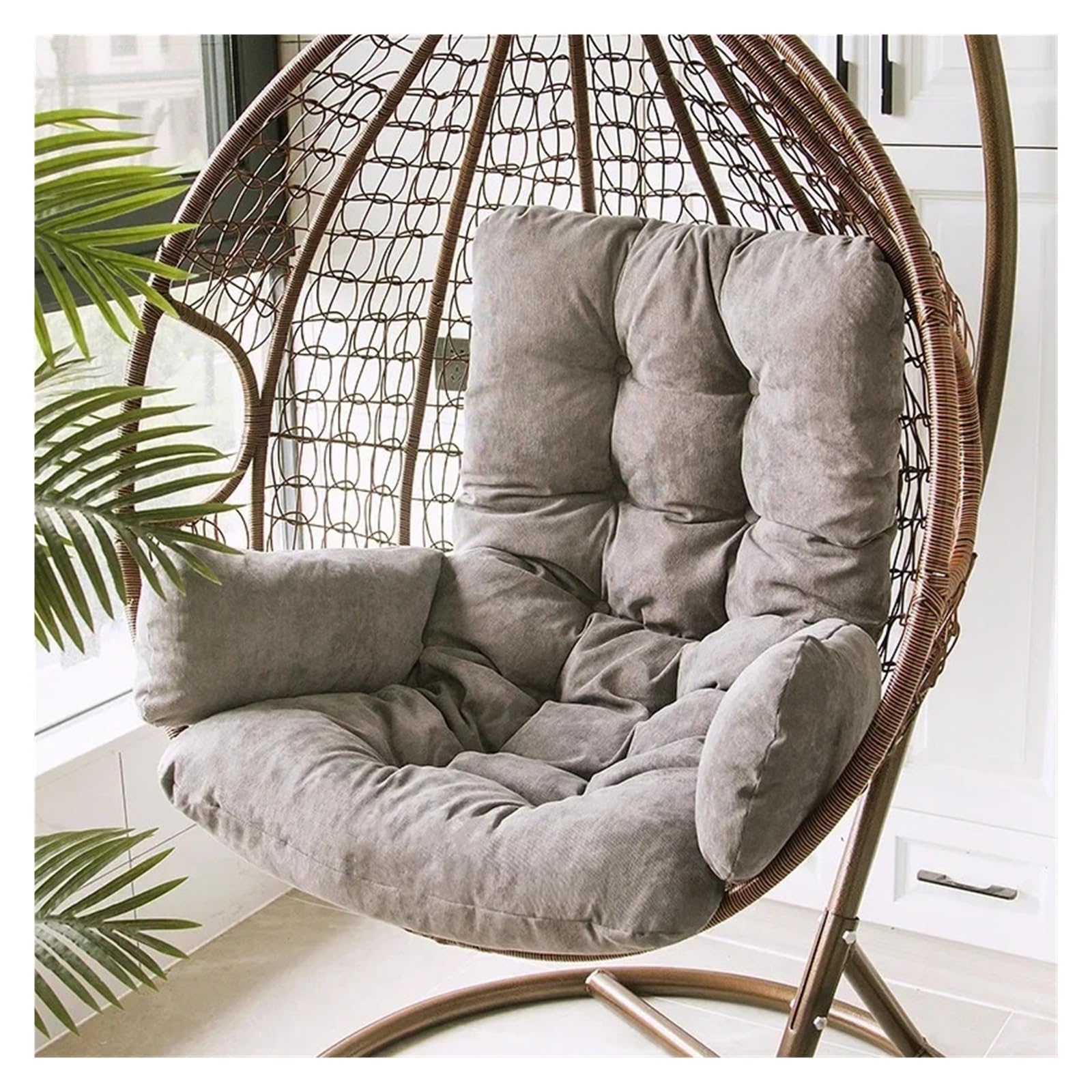 IRGVJIFR Egg Chair Cushion Hanging Basket Cushion Thickened Large Hammock Chair Egg Swing Seat Backrest Pillow For the garden(Grey,Not Removable)