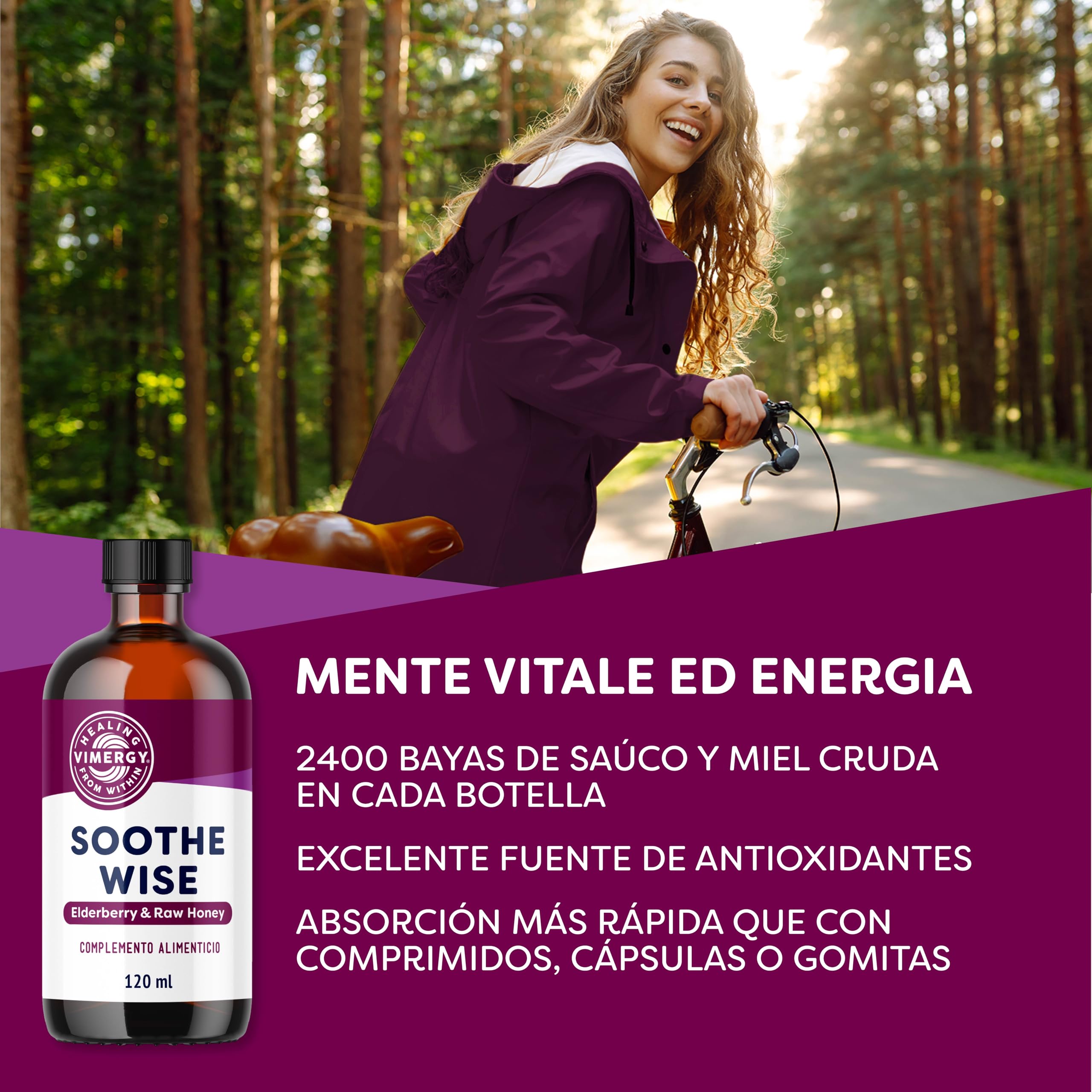 Vimergy Soothe Wise – Fórmula de extracto de saúco de rápida absorción con fórmula de miel orgánica cruda – Kosher (120 ml)