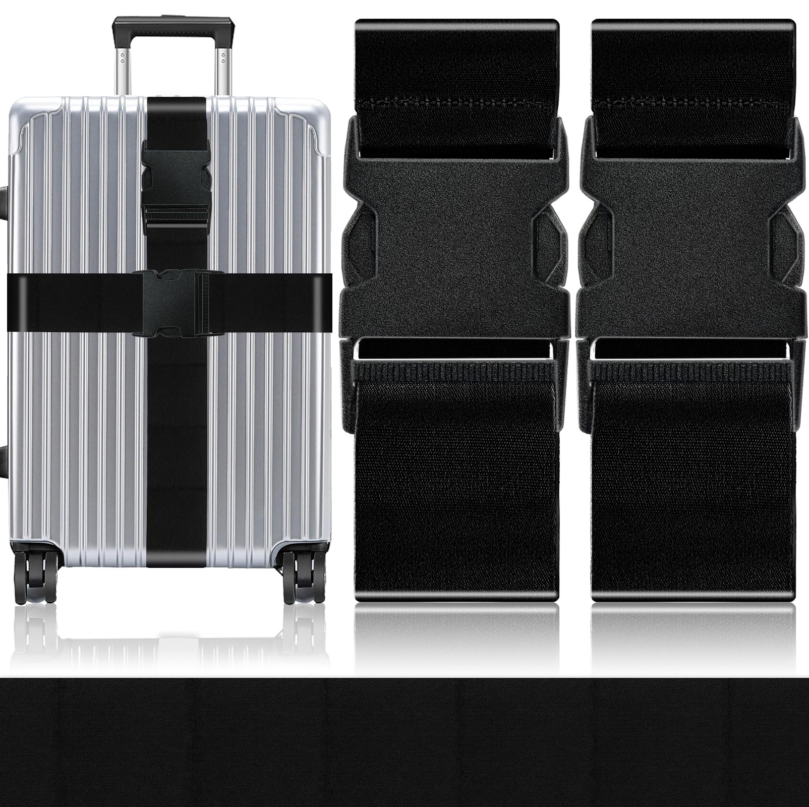 Slohif Luggage Straps for Suitcases Travel Belt Accessories Luggage Connector Identifiers 2 Pack Over Handle with Buckle Unique Nylon Adjustable Strap