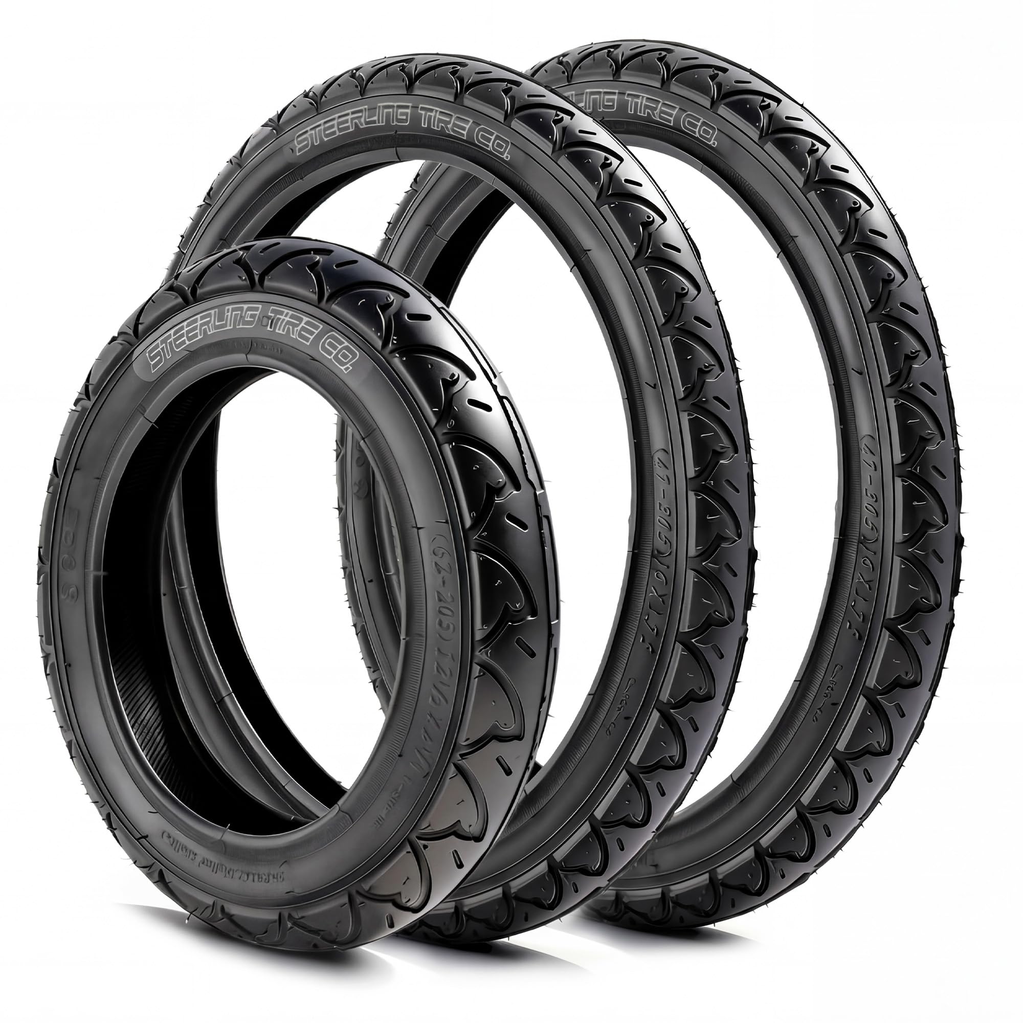 Two 16" x 1.75 Rear and One 12.5" x 2.25 Front Wheel Replacement Tires for Jogging Strollers - The Perfect BOB Stroller Tire Replacement Set by