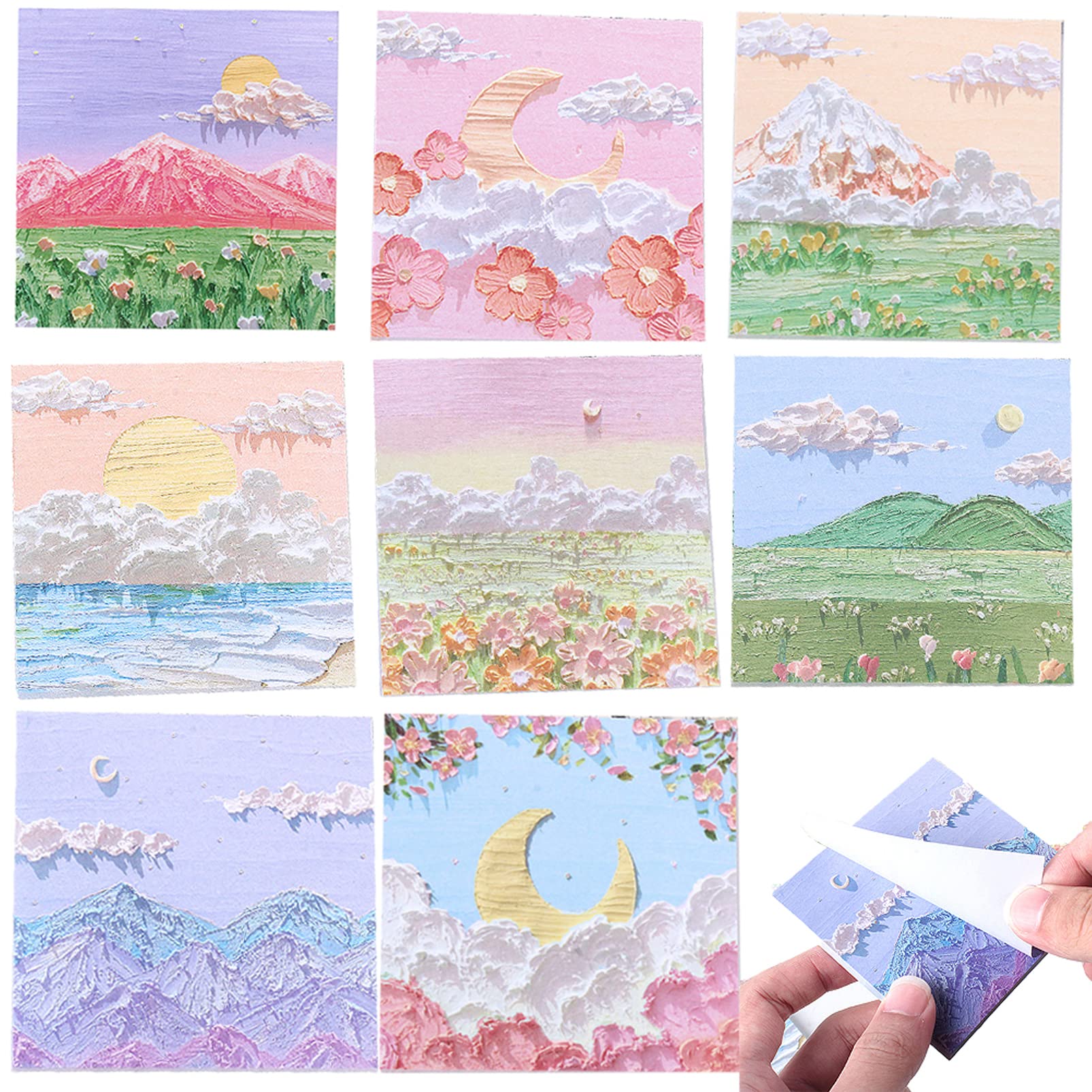 Amazon.co.jp: 付箋 ふせん メモ ポストイット癒し風景立体油絵 絵画 8