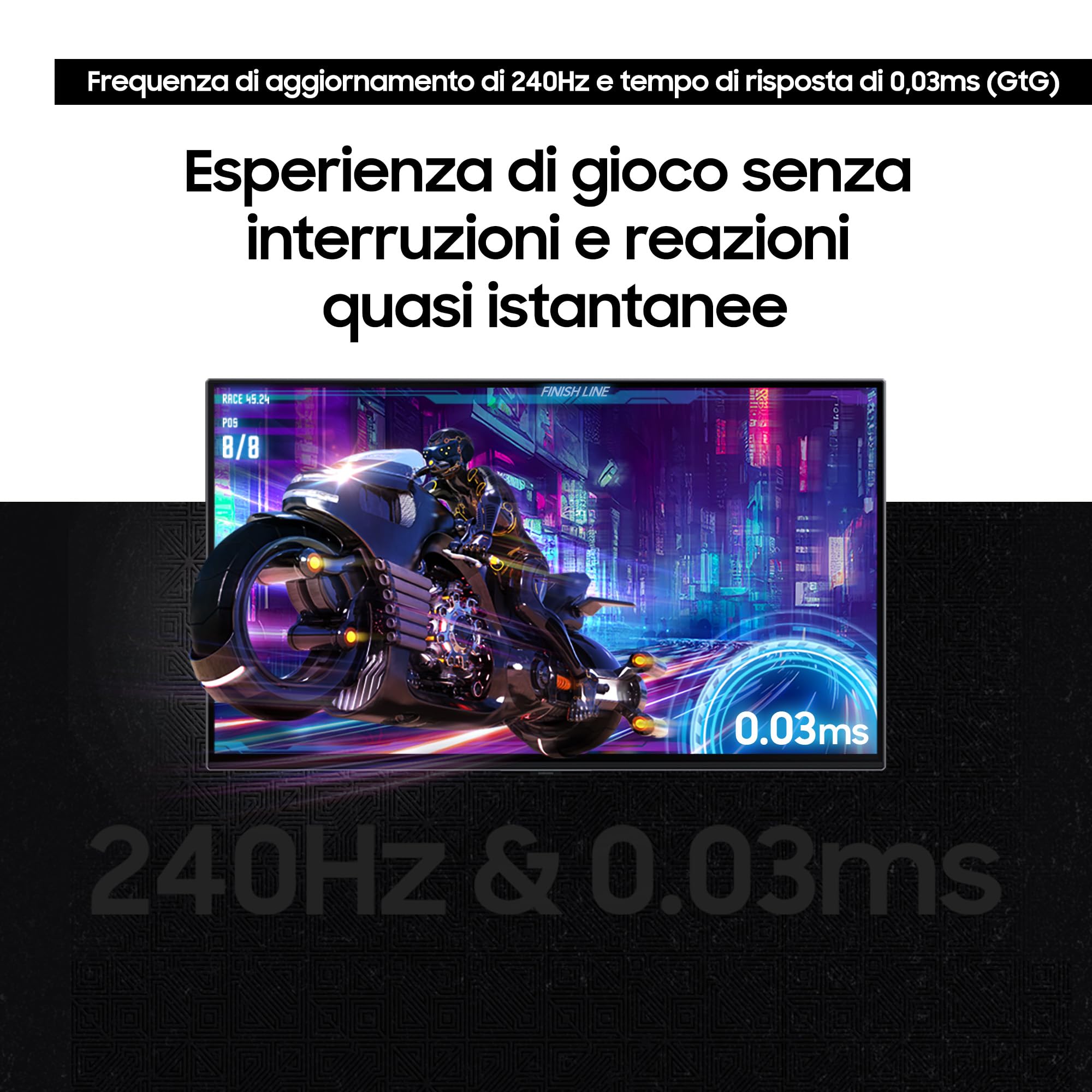 Samsung Monitor Gaming Odyssey OLED G8 (S32DG802), Flat, 32'', 3840x2160 (UHD 4K), 16:9, HDR10+, QD-OLED Glare Free, 240Hz, 0,03ms (GtG), Compatibilità G-Sync, HDMI, USB, DP, HAS, Pivot, Gaming Hub