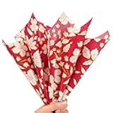 100 Sheets Red Floral Tissue Paper for Gift Bags, 20x14 inch Burgundy Gift Wrapping Paper for Bridal Valentines Art Craft Decoration Packing by Bobobag