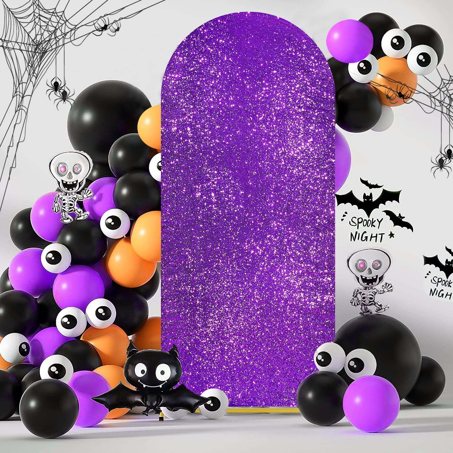 Purple Arch Cover 7.2 ft Halloween Sequin Arch Backdrop Cover Balloon Arch Cover Party Background for Birthday Party Ceremony Banquet Decoration