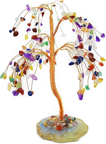 Árbol de la vida con piedras preciosas de cristal Fengshui, bonsái, árbol de dinero de la fortuna, árbol artificial para la buena suerte, riqueza y