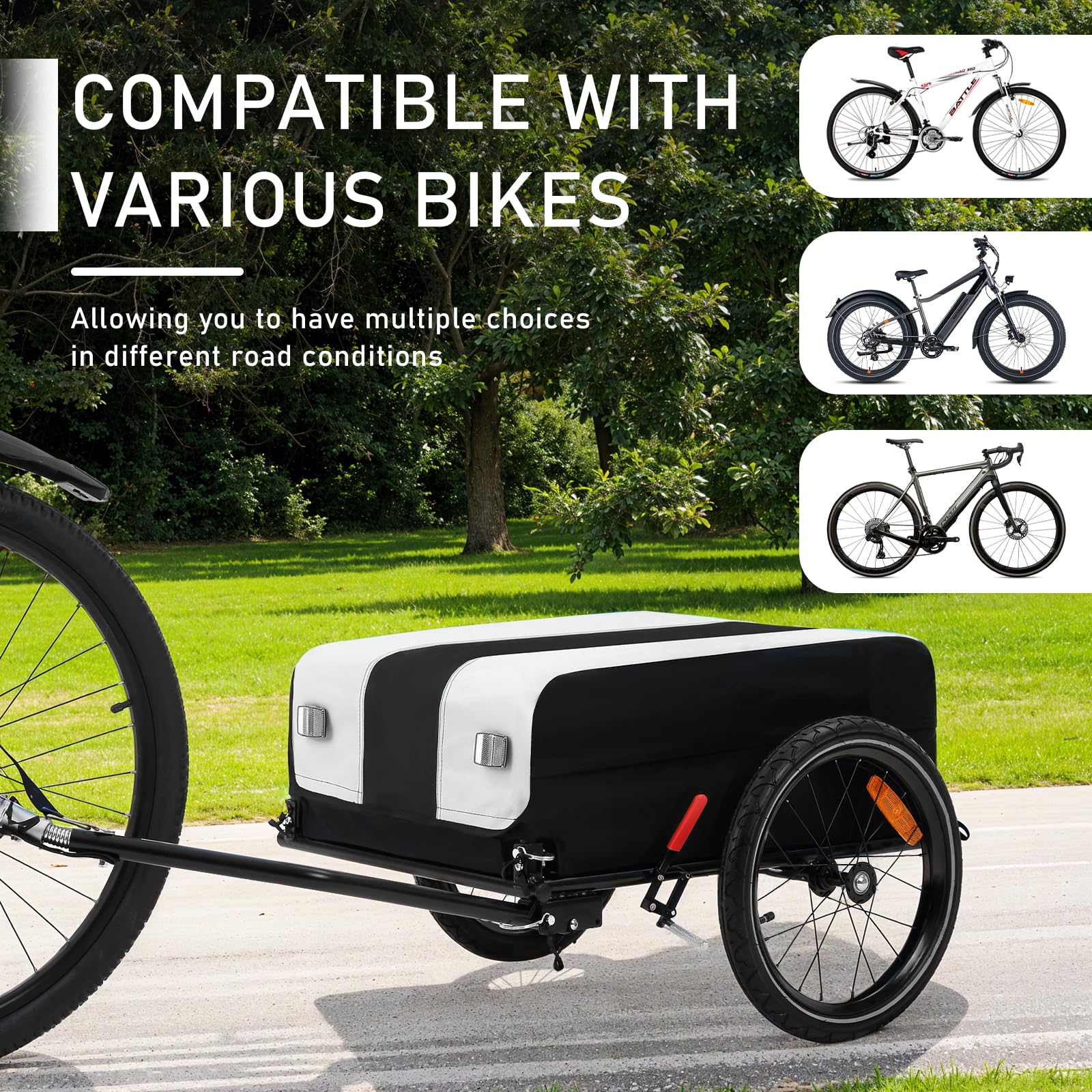 SEPNINE Remorque de vélo avec bâche de protection, remorque de transport en acier, remorque de vélo robuste, capacité de charge maximale 40 kg