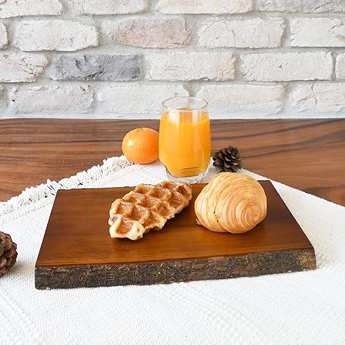 Miniatura 5 de Tabla de cortar hecha a mano con corteza natural marrón para árbol de lluvia