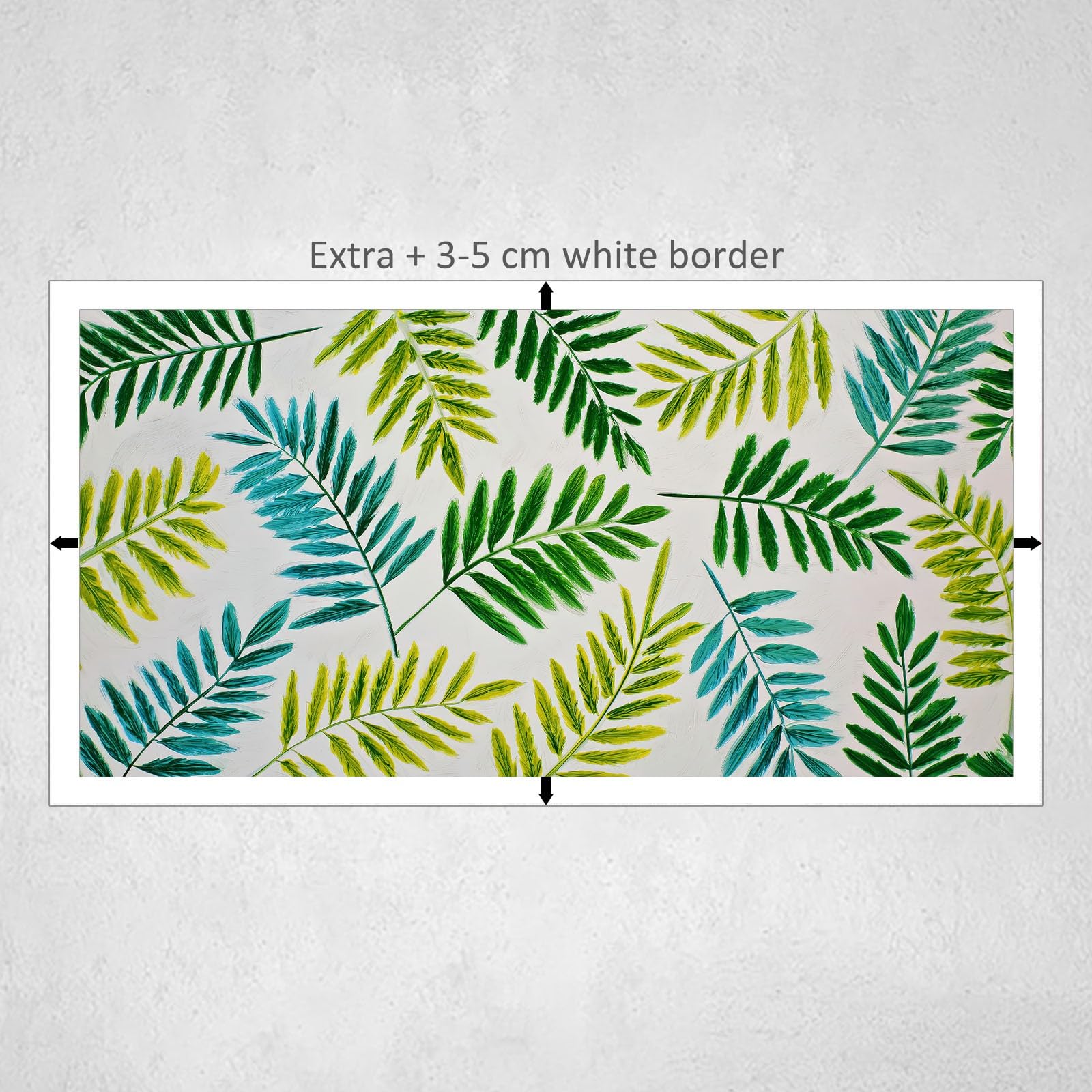 Generisch Salbeigrün Landhausstil Botanisch Farn Modernes Leinwandbild 140L x 70B cm mit Rahmen, Landhausstil XXL Wanddeko für Wohnzimmer Geschenk Idee Einzug - Hochwertiger Kunstdruck auf Holzrahmen