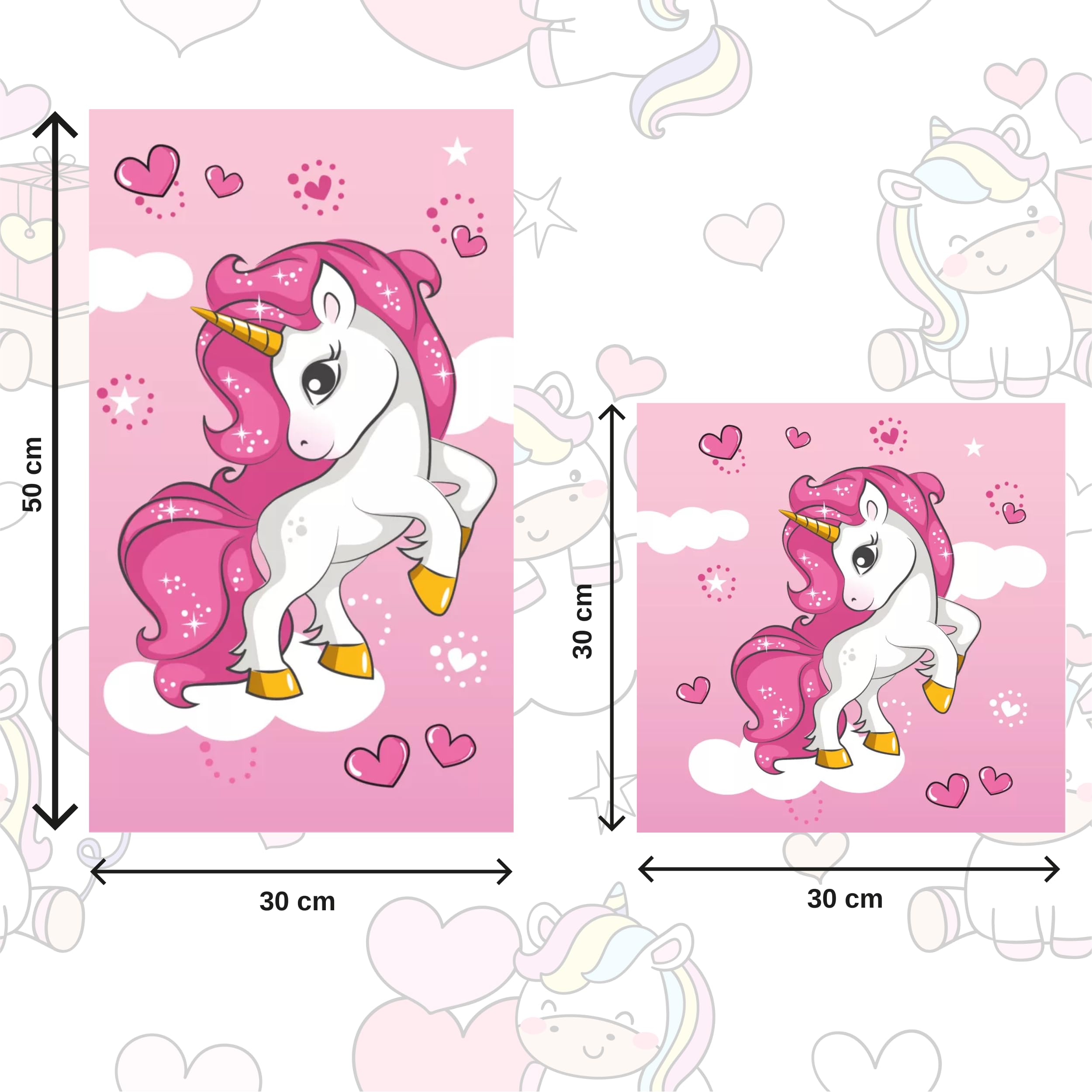 Damaloo Lot De 2 Serviettes Licorne Pour Enfant - 30x50cm + 30x30cm - Coton Doux Absorbant