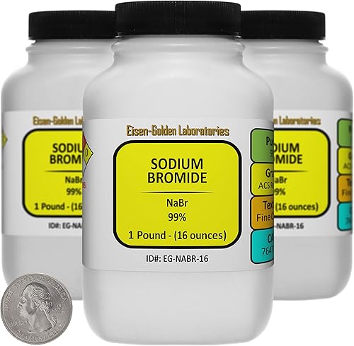 Bromuro de sodio NaBr Cristales de grado ACS 99% 3 Lb en tres botellas