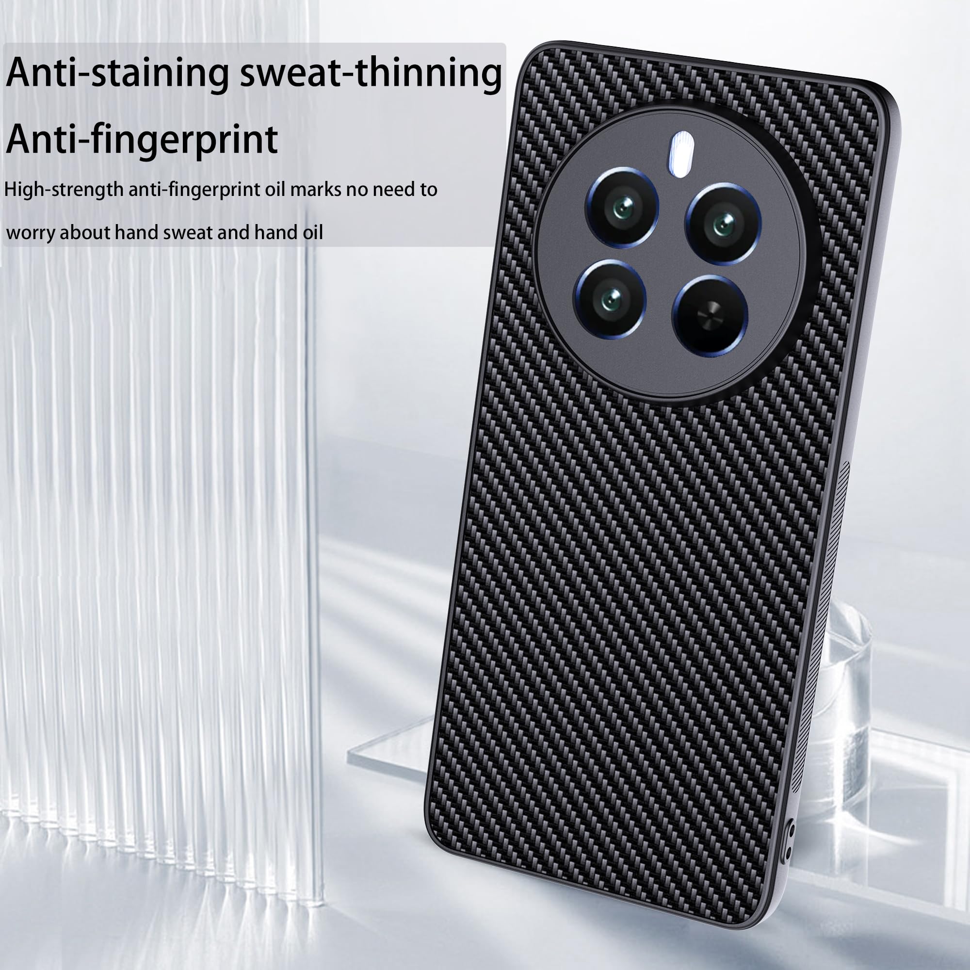 Kit Cover Antiurto Realme 12 Pro Plus: Custodia Carbon Nera + Vetro Temperato 9H - Foto 2