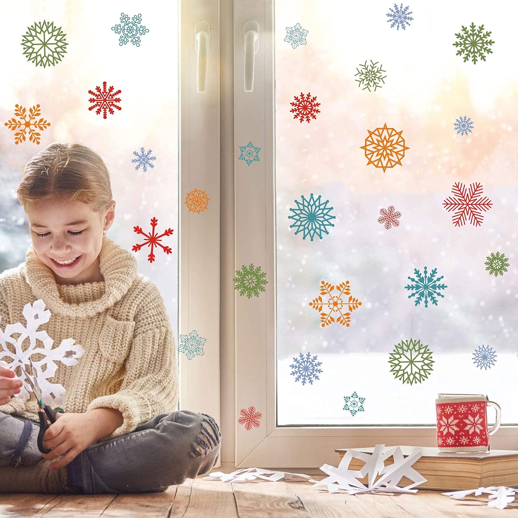 Decorazioni Natalizie Finestra PVC Adesivi Natalizi Per Finestre, 480 Pezzi Di Fiocchi Di Neve Decorazioni Natalizie Bianche Invernali 8 Fogli 98786913 Decorazione Casa Festiva Per Bambini