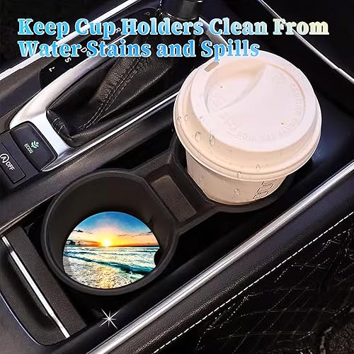 Miniatura 3 de Jeffdad Portavasos para automóvil, paquete de 2 posavasos de cerámica absorbente de 2.56 pulgadas, piedra de cerámica universal y base de corcho