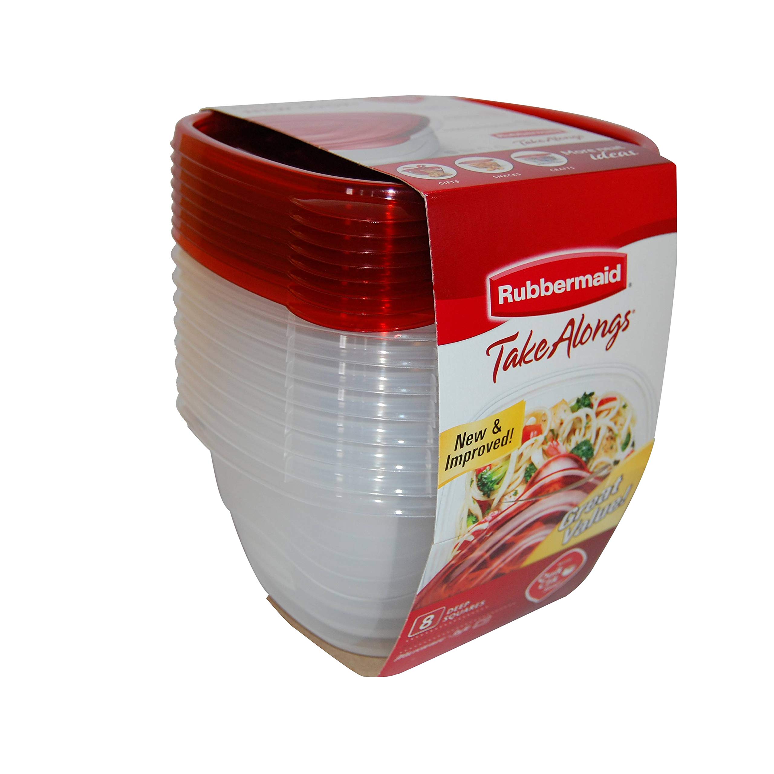 Rubbermaid TakeAlongs Deep Square Food Storage Containers, 5.2 cups, 8 pack