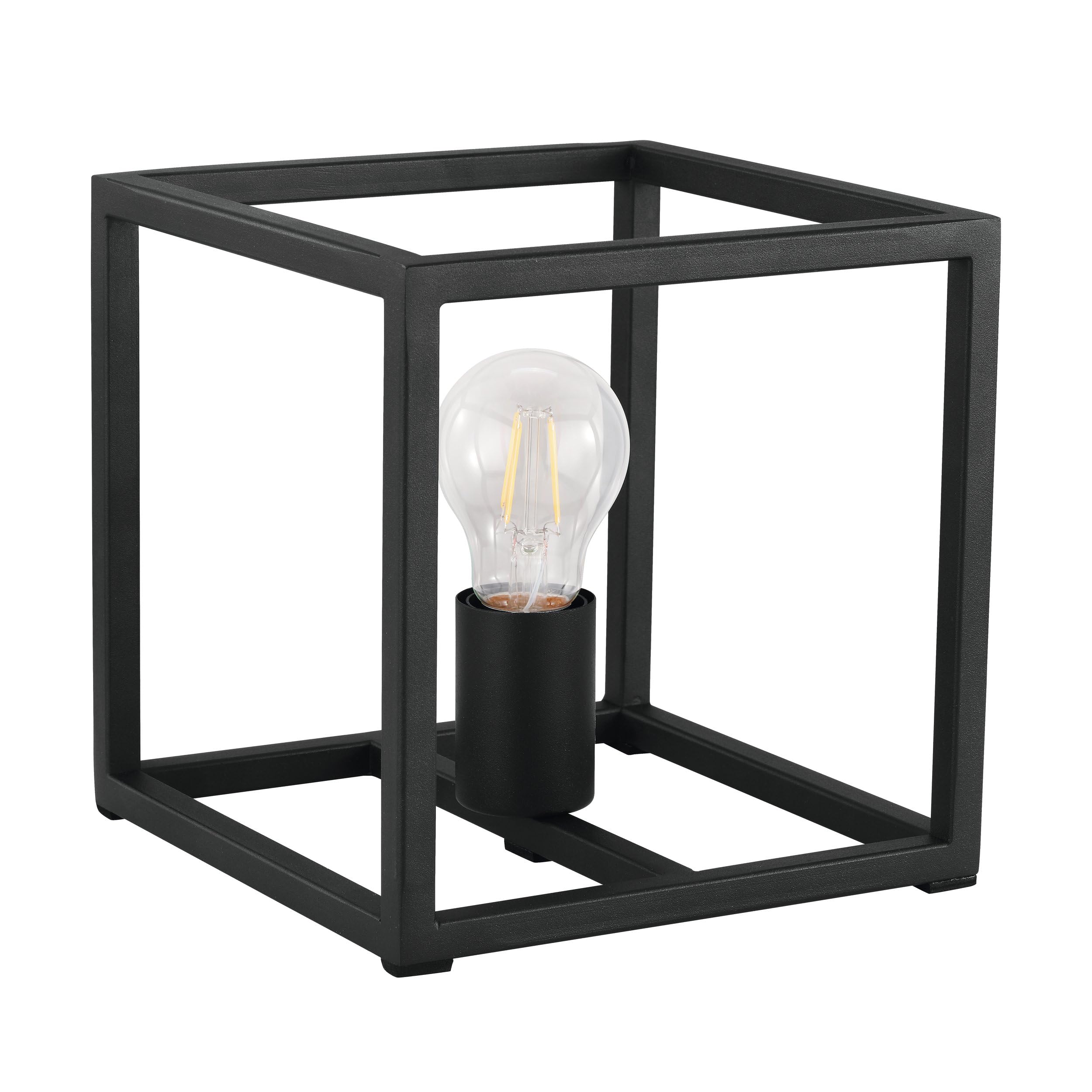 Eglo Lámpara de mesa Eldrick, iluminación de noche Kubus, luz de salón | de metal negro, casquillo E27