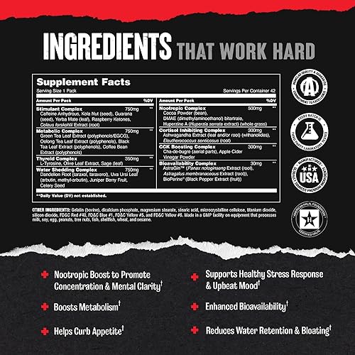 Miniatura 4 de Animal Cuts - Quemador de grasa termogénico - Pastillas de dieta nootrópicas para control de pérdida de peso para hombres y mujeres para enfoque y