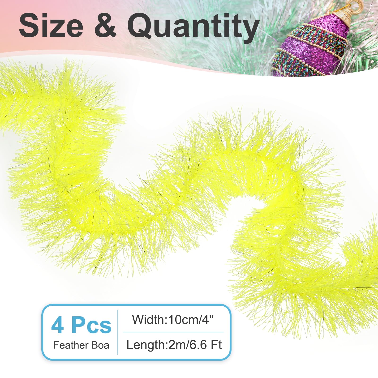 PATIKIL 6.6Ft Feather Boa, 4 Pcs Artificial Fluffy Feather Boas Party Decorations for DIY Crafts Wedding Costume, Christmas - Image 2