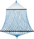 Gafete 12ft Double Hammocks for Outside, Handwoven Traditional Cotton Rope Hammock with Hardwood Spreader Bar, Chains and Hooks for Indoor Outdoor, Max 450 lbs Capacity(Natural Beige, Medium)