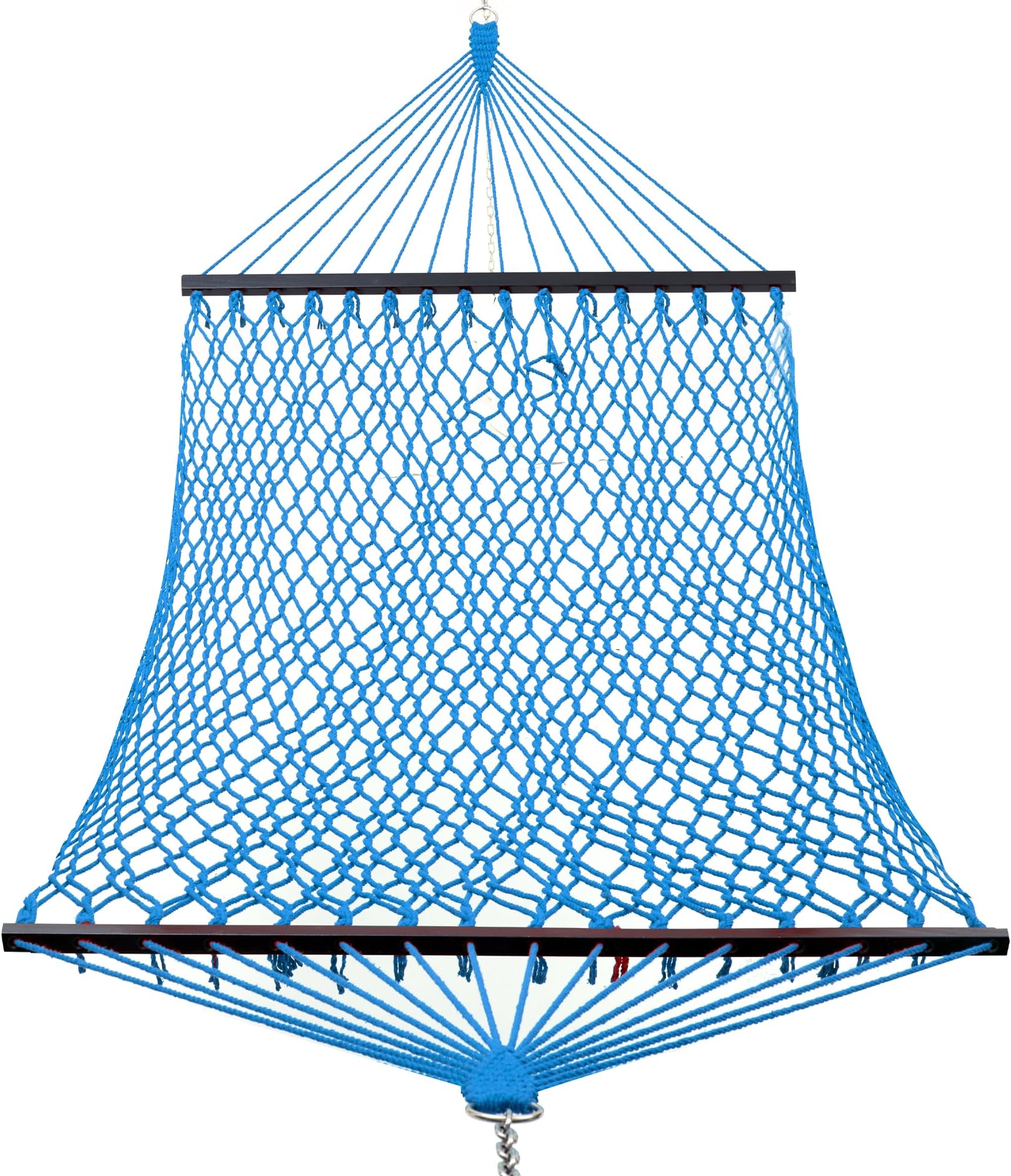 12ft Rope Hammocks, 46'' Wide Hardwood Spreader Bar (Aqua, Twin)