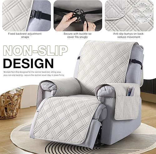 Miniatura 6 de TAOCOCO Funda para silla reclinable 100% impermeable, fundas antideslizantes para silla reclinable con bolsillo, funda lavable para silla