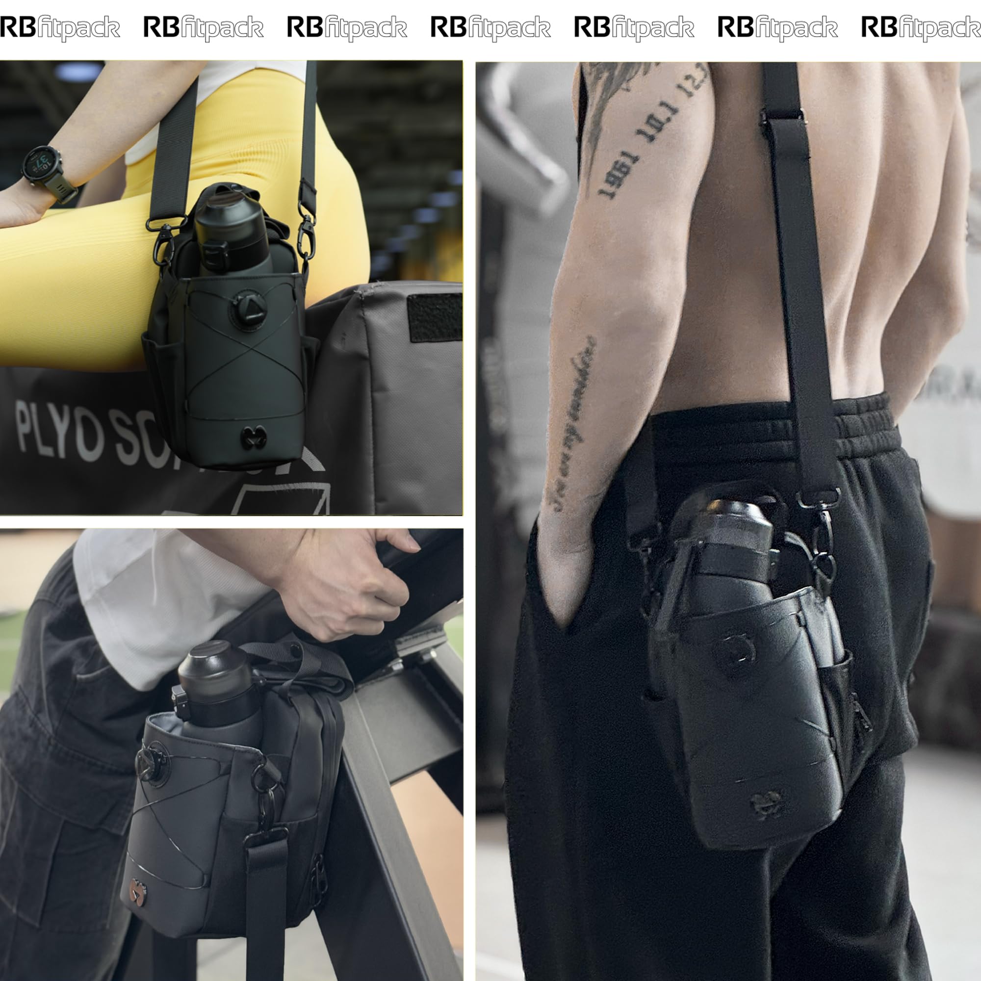 Richboyz Magnetische Flaschen-Schlingentasche: 10 kg Magnet – Wasserabweisender Gym Flaschenhalter Tasche mit Organizer – Freisprech-Sportzubehör für Männer und Frauen
