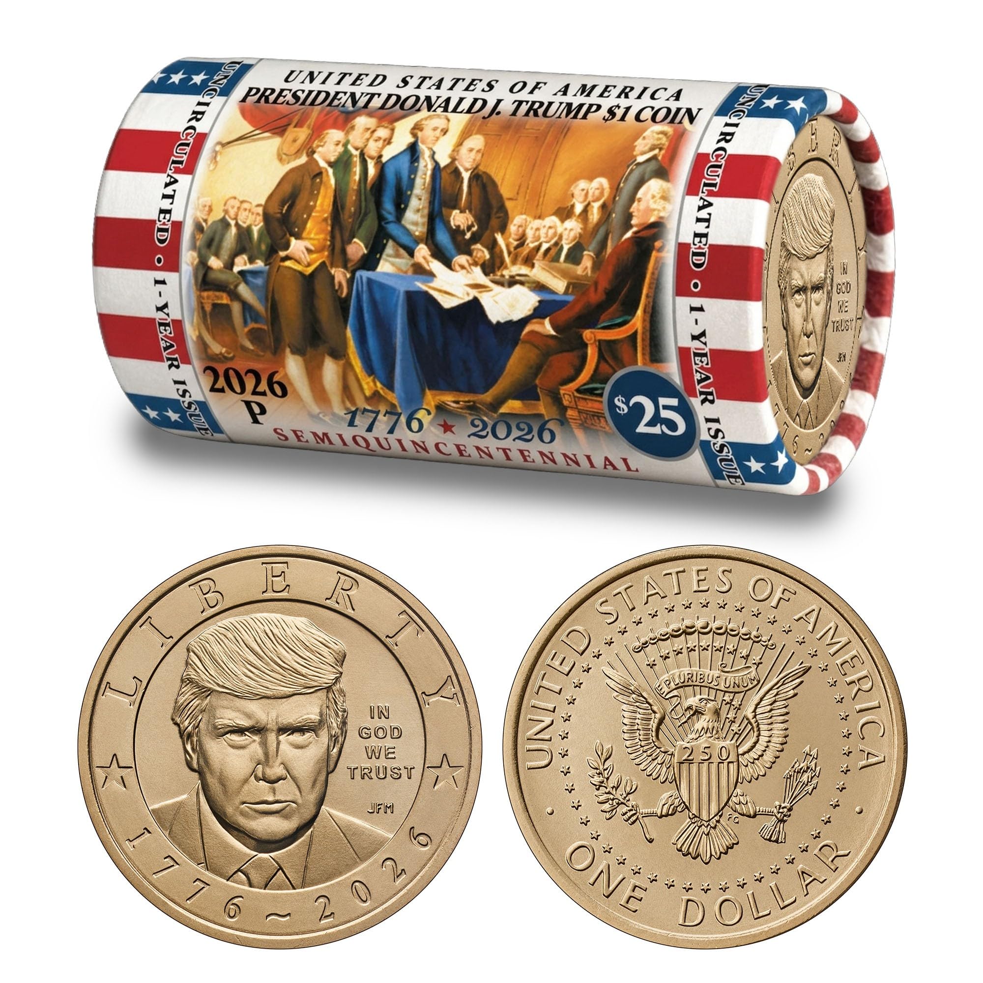 Amazon.com: President Donald J. Trump 2026 $1 Coin Roll – 25 Coins