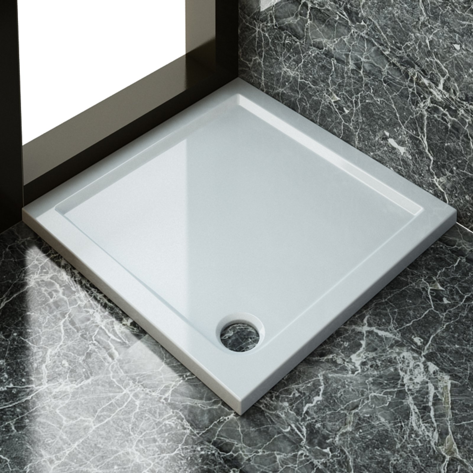 Brodzik prysznicowy 90 x 90 x 4 cm, ekstra płaski, 40 mm, prostokątny, biały, prostokątny