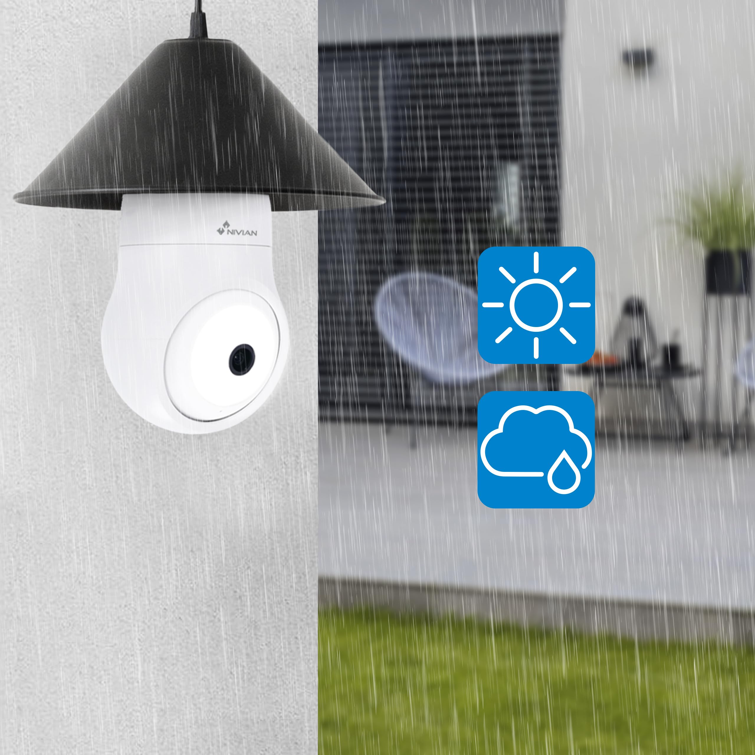 NIVIAN Telecamera di Sorveglianza WiFi Esterno 2K con Batteria | Telecamera Sicurezza PIR con Rilevamento Umano, Visione Notturna Colore, Audio Bidirezionale, Sirena e LED, App Smart 04-Bat