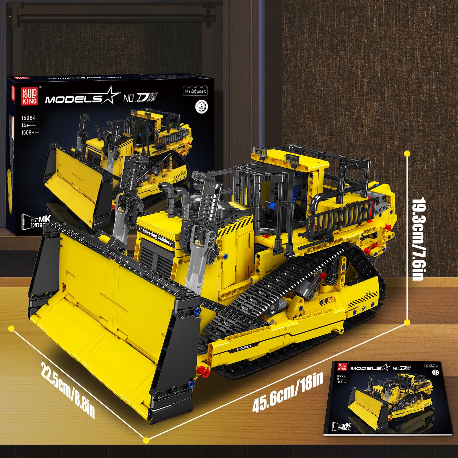 Mould King Tecnica Bulldozer con giocattolo da costruzione telecomandato, 2,4 GHz, kit camion RC, veicoli tecnici a motore (1508 pezzi)