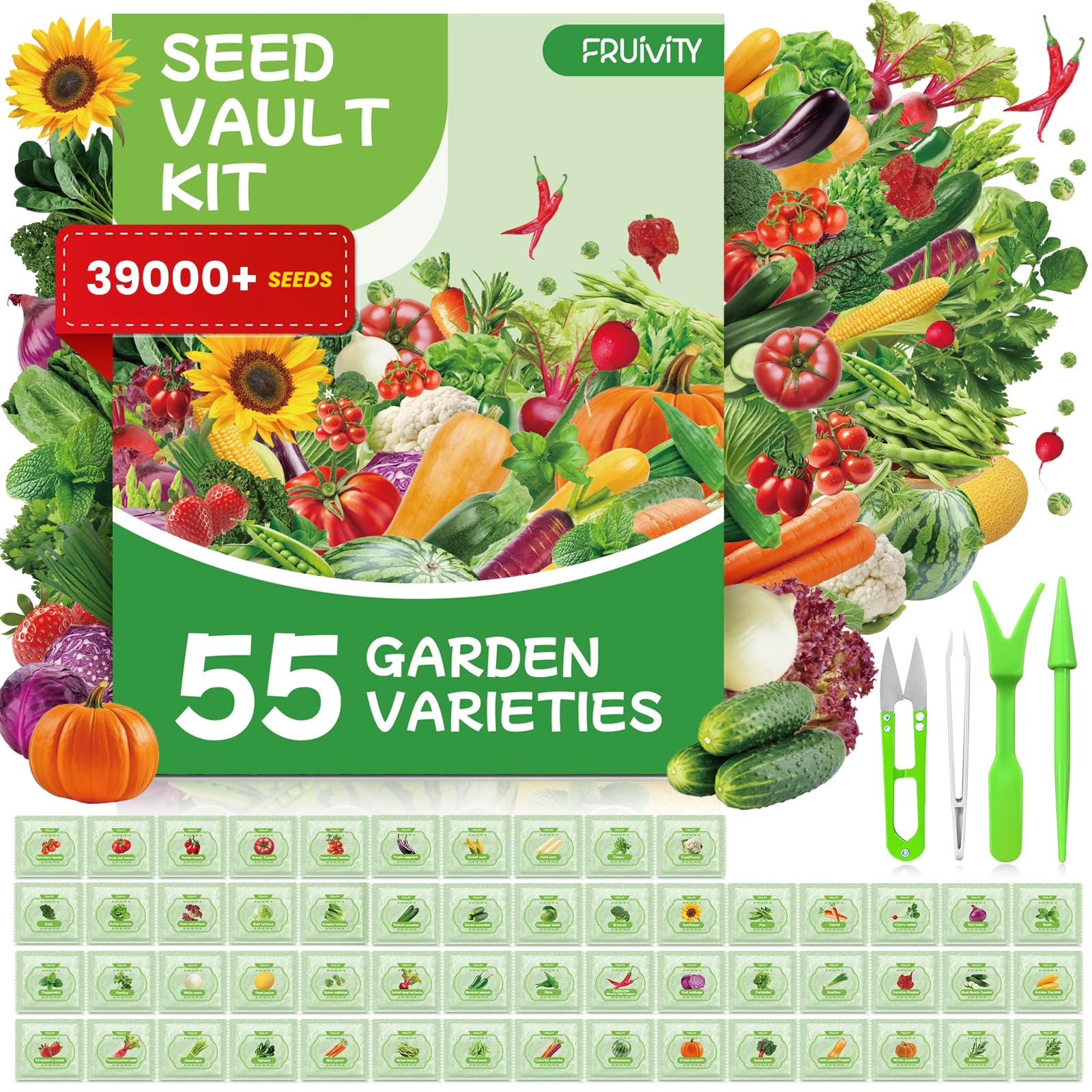 Fruivity 55 Vegetable Seeds Variety Pack