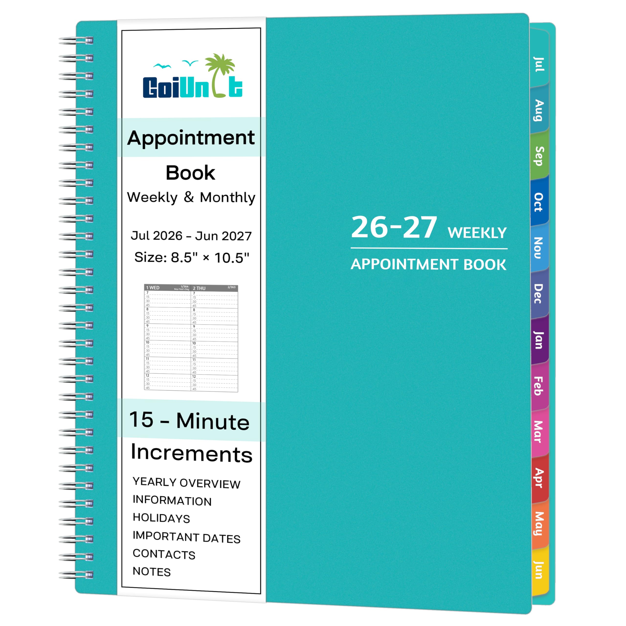 Libro de citas 26-27 de tapa flexible verde para ordenar citas sin caos 8