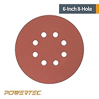 Vista 3 de POWERTEC 45118 Disco de gancho y bucle A/O de 8 agujeros, 6 pulgadas, grano 180, paquete de 25