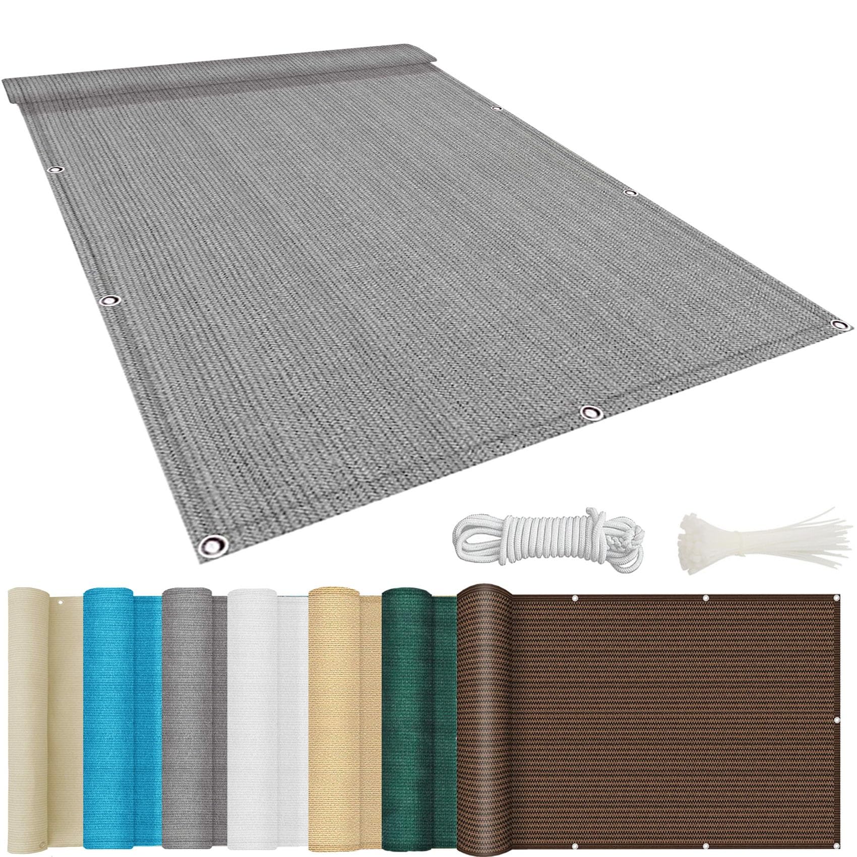 YANHONG Garden Privacy Scree 75x450cm(30x177inch) Protective Screens Windbreak Net Fence Weatherproof UV Protection with Rope and Eyelets, Grey
