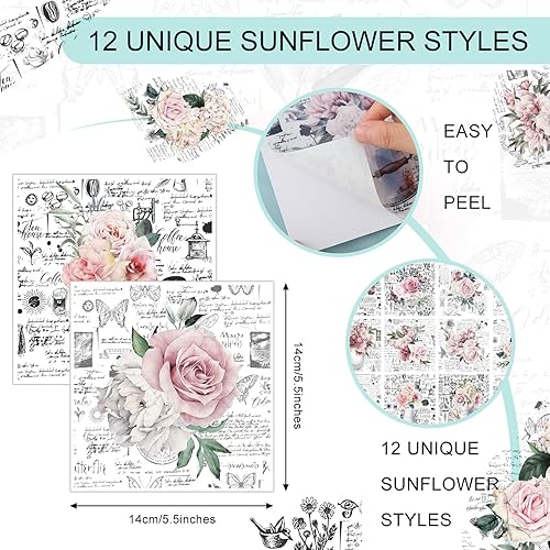 Miniatura 3 de BBTO 12 hojas de calcomanías de transferencia para manualidades y muebles, calcomanías de transferencia para madera, papel de bricolaje, decoración