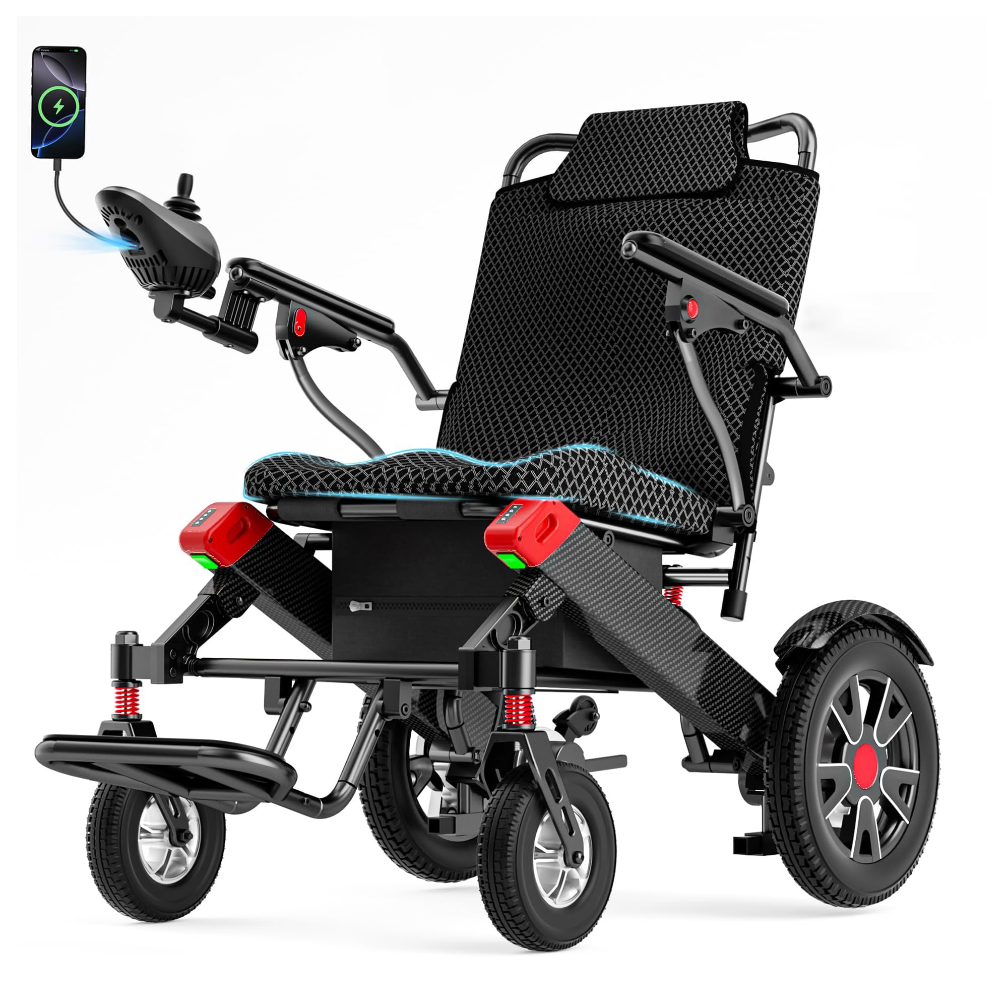 BIQISSI Electric Wheelchair for Seniors, 20.3" Wide Seat, 627-219CA30, 12MI