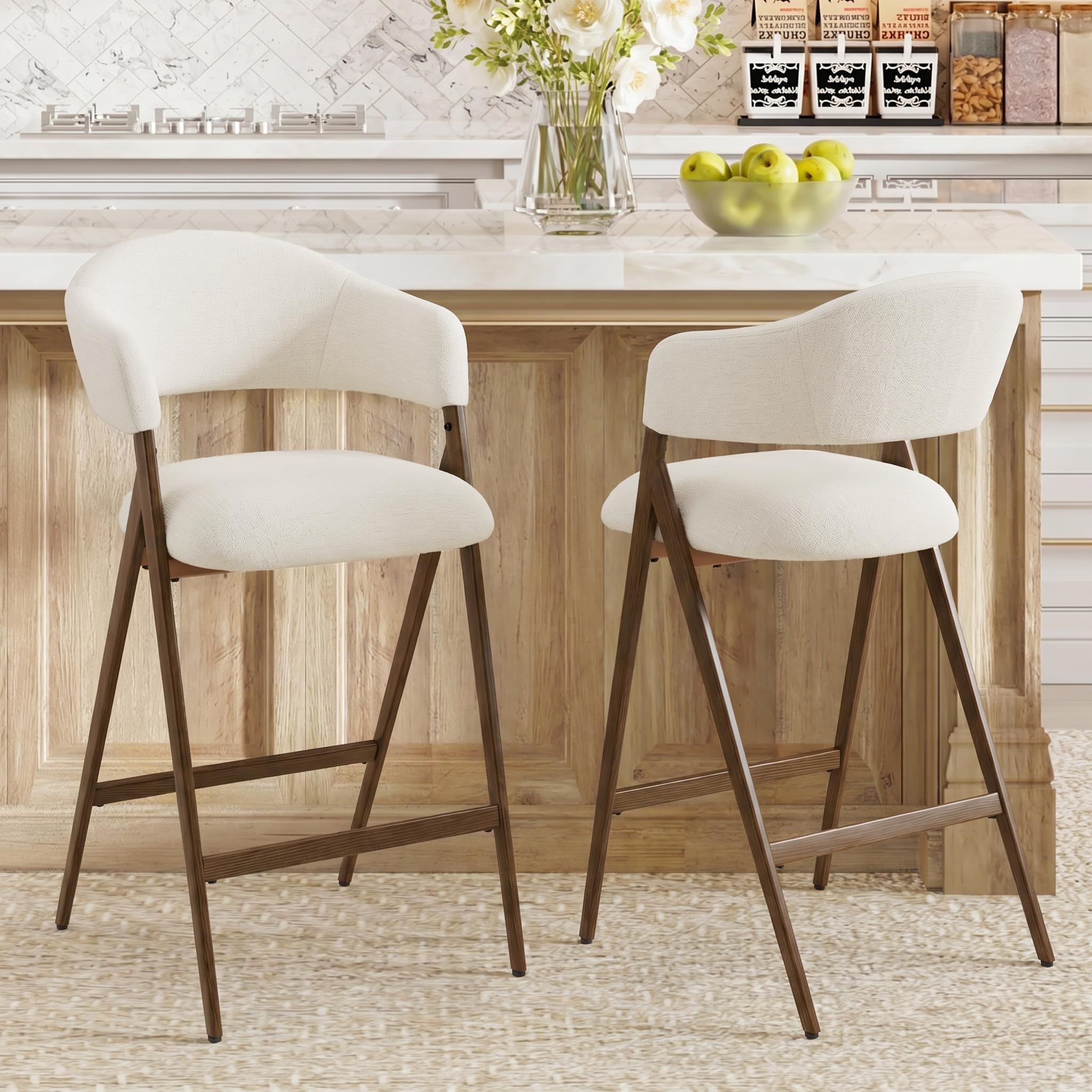 Modern Counter Height Bar Stools with Backs - Set of 2