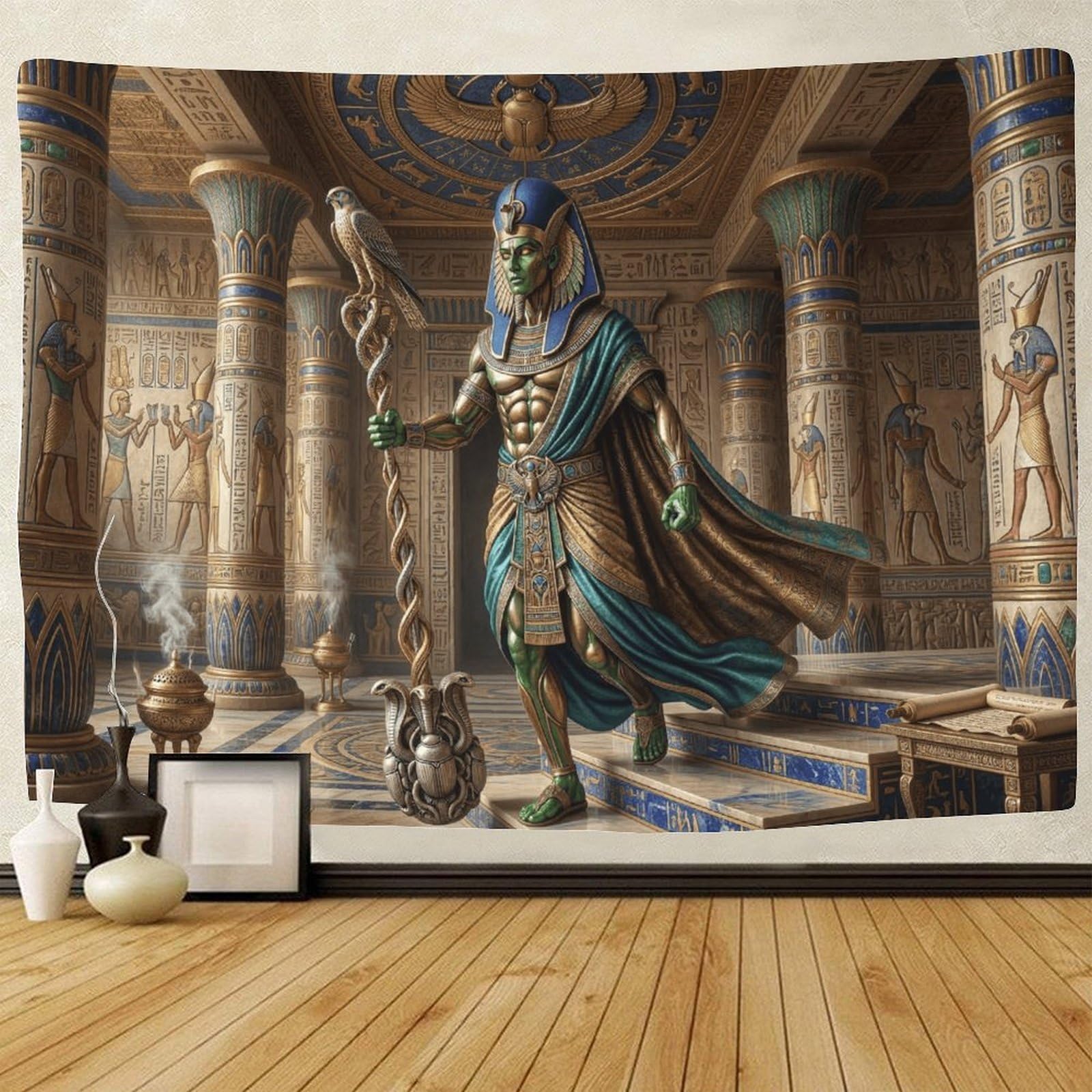 GPMNBCXZK Egyptian Osiris 3D Printed Wall Decoration Tapestry Home Art for Bedroom Mythology 180cmx230cm
