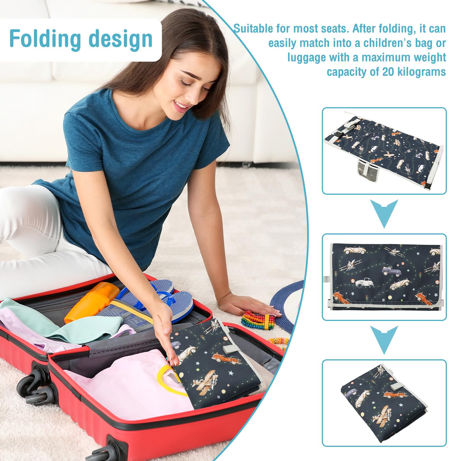 GWCYMYD Toddler Airplane Seat Extender, Oxford Cloth Flyaway Kids Bed with Pocket, Portable Toddler Aeroplane Bed - Image 4