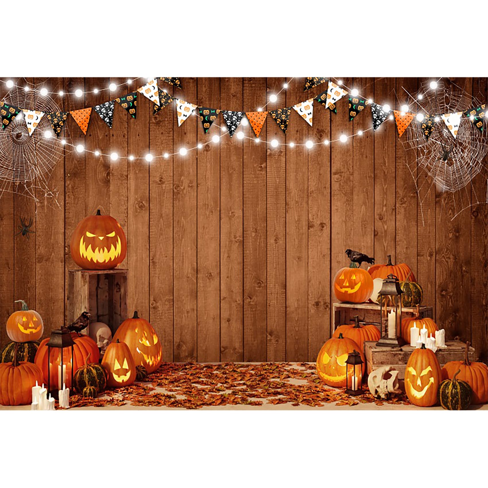 Halloween-Fotohintergrund 2,1 X 1,5 M | Mit Kürbislaternen & Totenkopf-Motiv | Für Parties & Fotoshootings