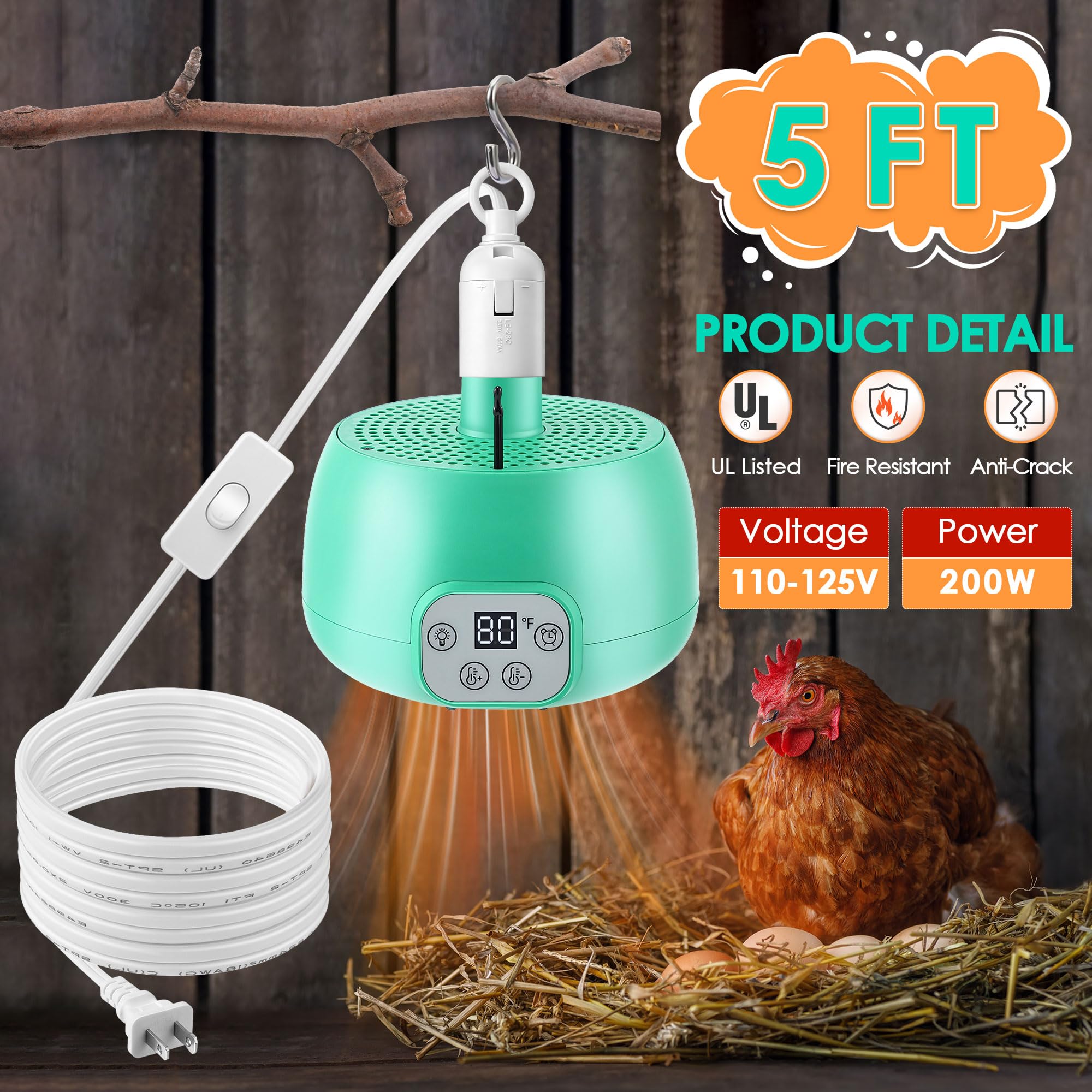 Snapklik.com : 2 Pack Chicken Coop Heater, Timing Chicken Heat Lamp ...
