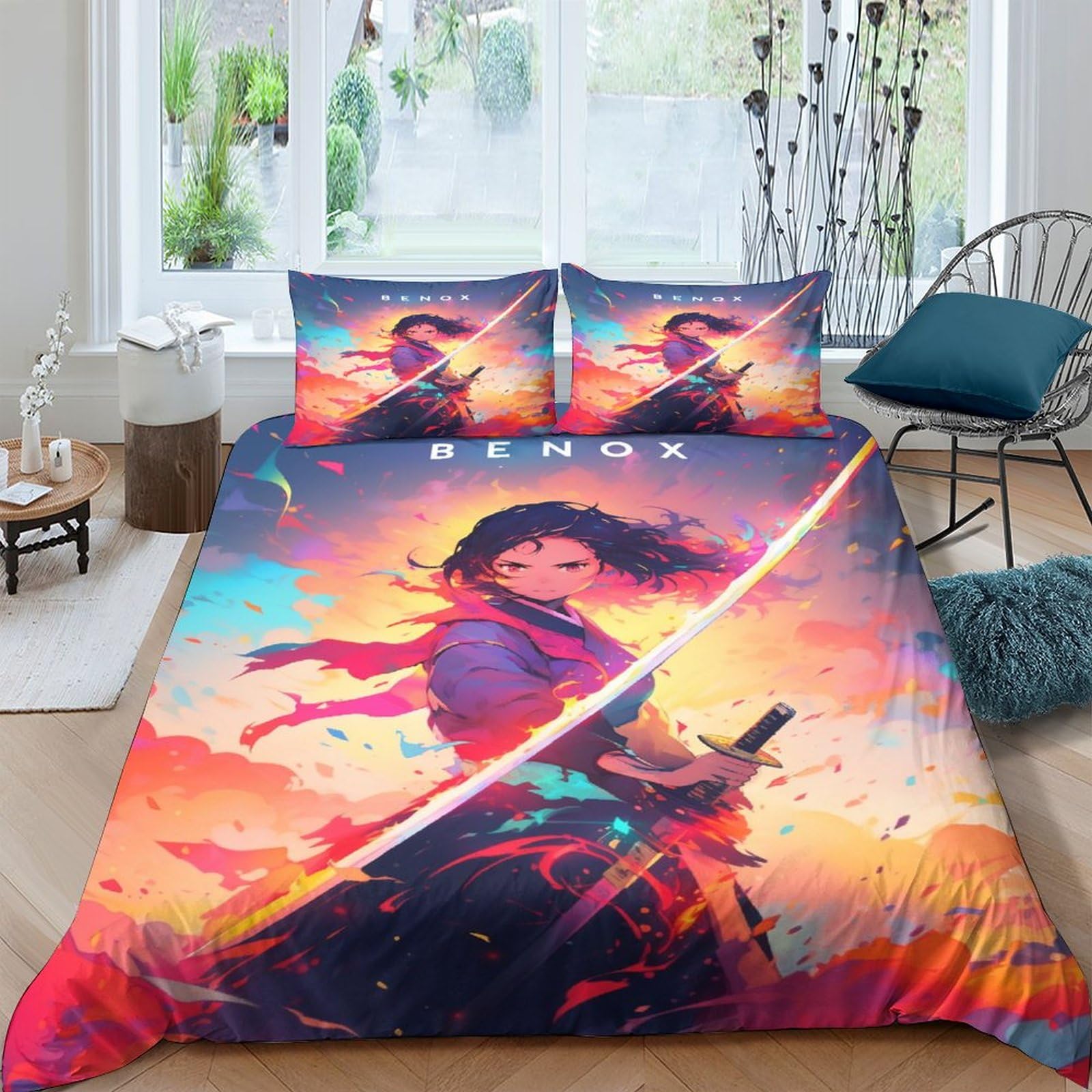 Housse de couette multicolore en microfibre 220x240 pour illuminer la chambre des ados