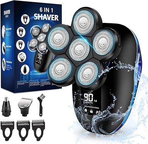 Afeitadora de cabeza para hombres afeitadora eléctrica 6 en 1 para hombre afeitadora eléctrica inalåmbrica para hombres kit de aseo de afeitadora