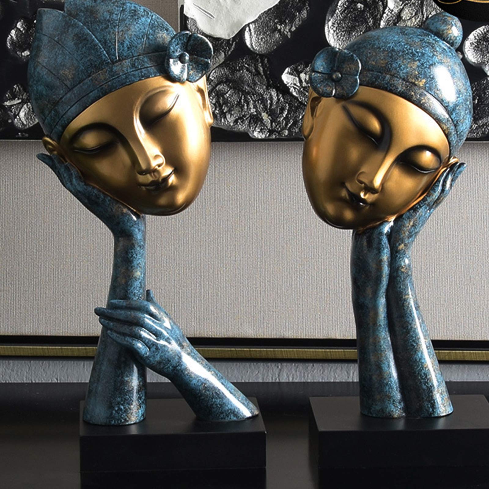 Statue e sculture astratte, Statuette in Resina raffiguranti volti di Donne, Decorazioni per la casa, L'Ufficio, Il Soggiorno, la Sala Studio, B