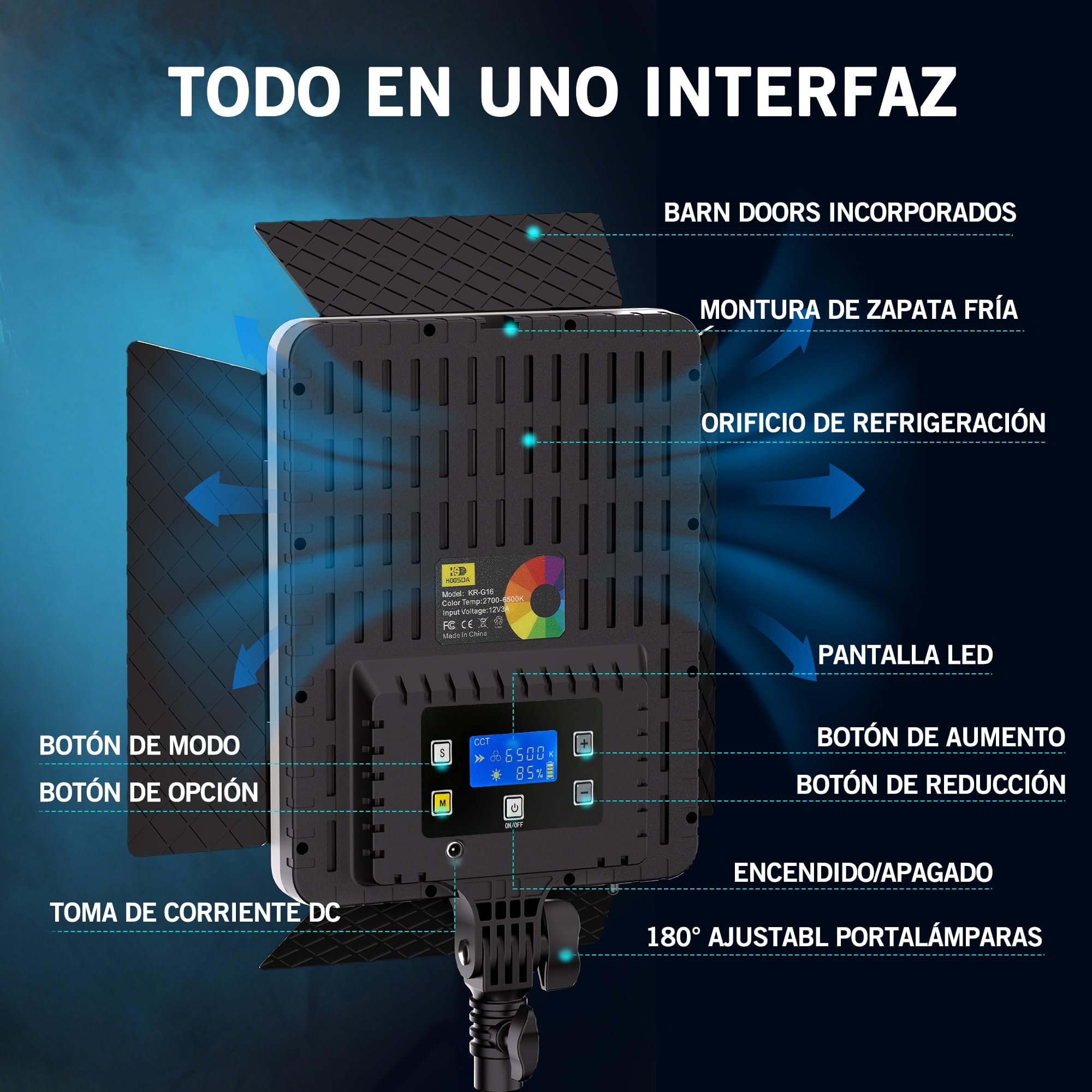 Niceveedi Luce Fotografica RGB da 15", 2x40W luci Video LED con Supporto, Pannello Luminoso da Studio Colorato 2700K-6500K con Modalità RGB/CCT/HSI/Scene per Youtube/TikTok/Streaming Live/Giochi