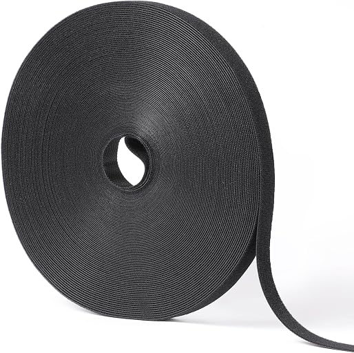 1/2in x 100ft Hook and Loop Roll | Double-Sided Strips, Self-Gripping Straps | Reusable Multi-Purpose Wrap Fasteners for Home, Office, Data Center, and More