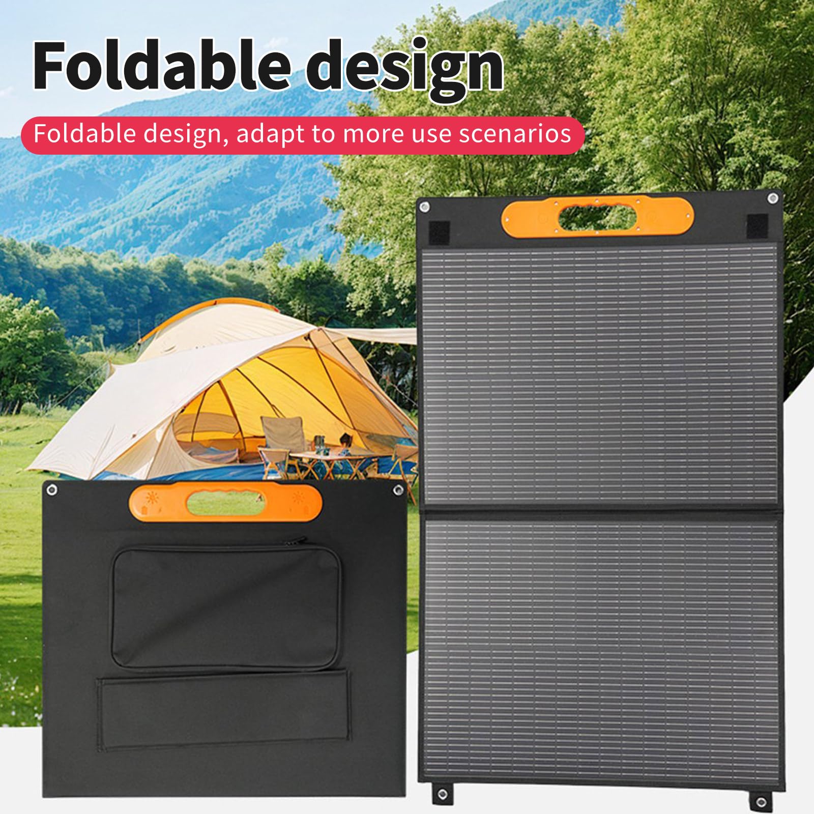 Pannello solare pieghevole portatile da 100 W, facile da configurare, supporti regolabili per emergenze esterne, backup energetici, maniglia pannello solare pieghevole