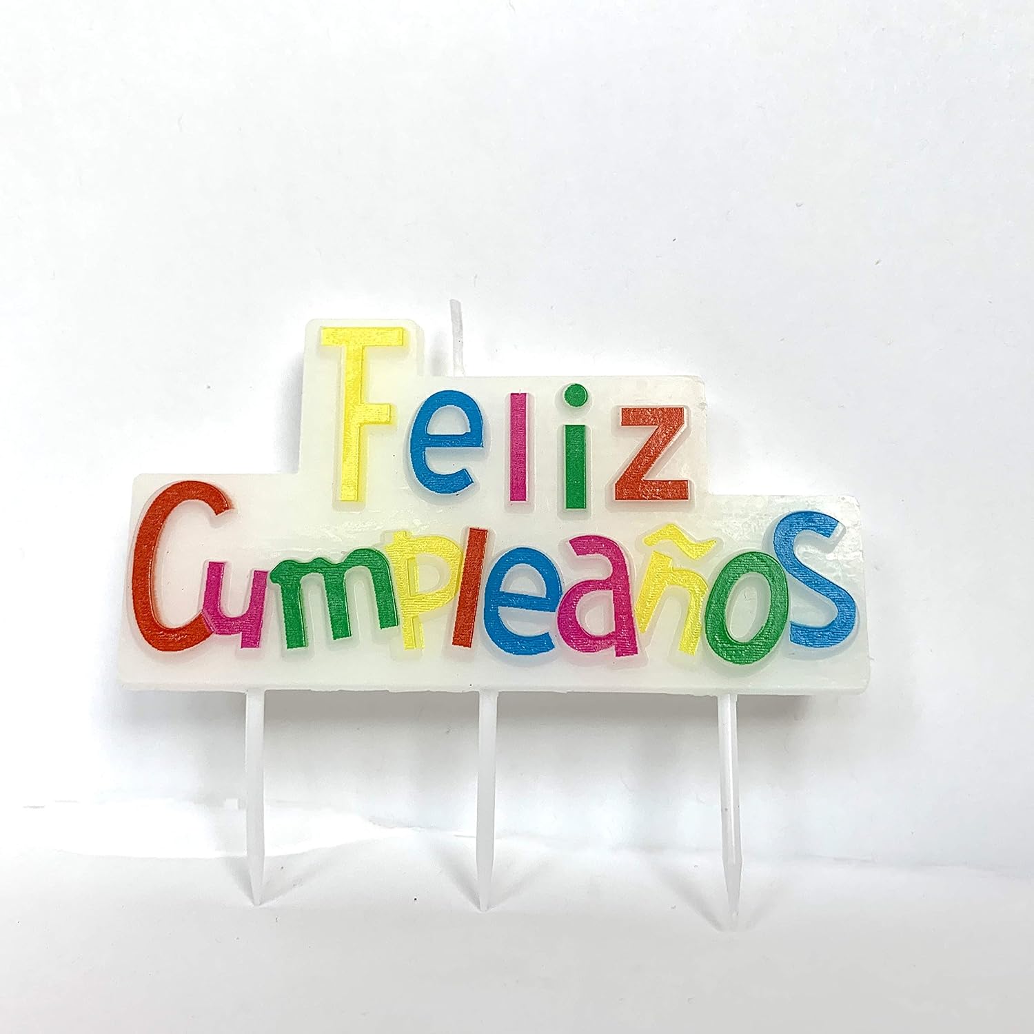 Over The Line Feliz Cumpleanos Vela - Happy Birthday Party Celebration Candle (Feliz Cumpleaños) (Rainbow, 1)