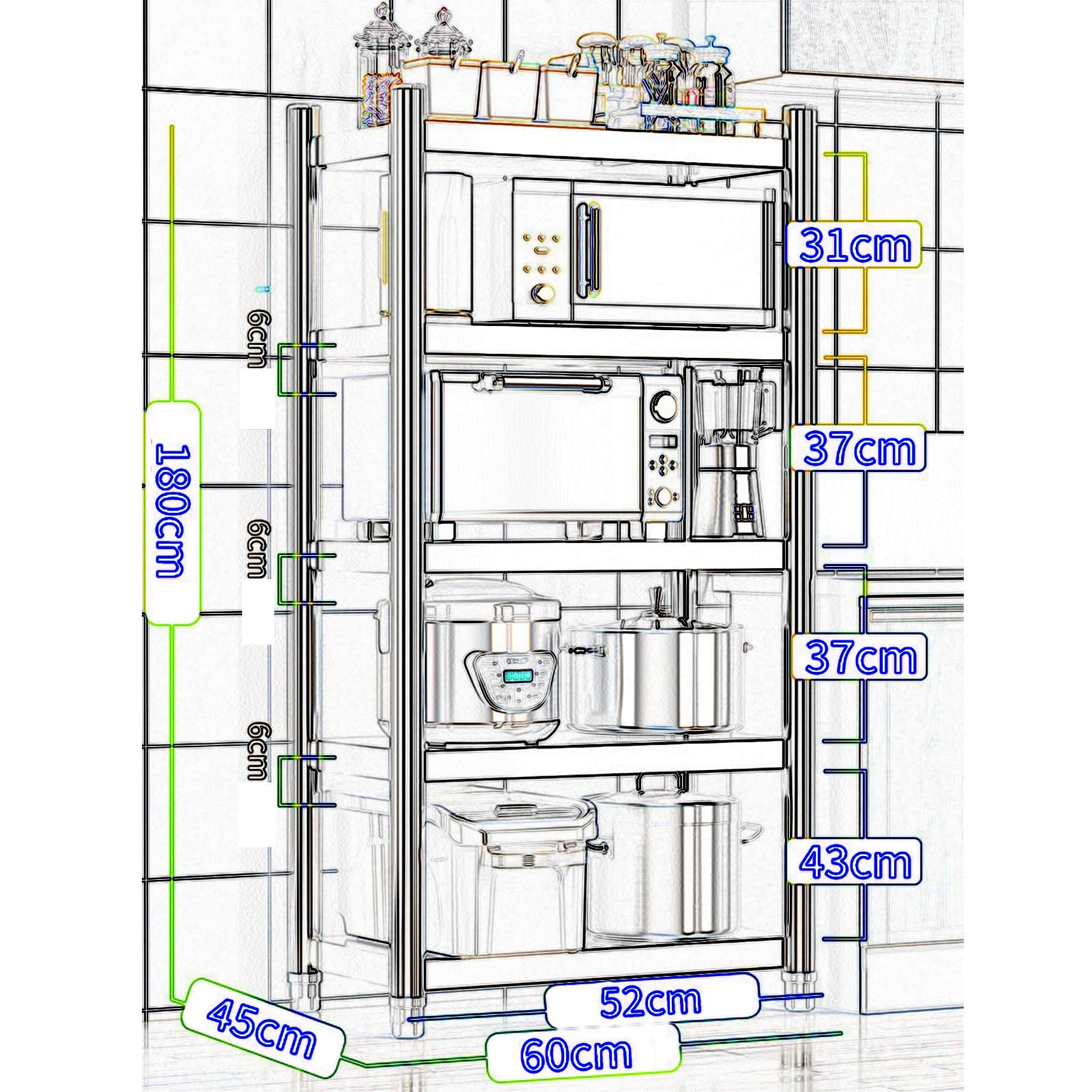Scaffale regolabile a 5 ripiani in acciaio inox, versatile scaffalatura per casa, cucina, ufficio, garage, ristorante e uso commerciale, organizer salvaspazio durevole