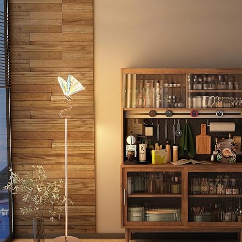 Miniatura 5 de O'NEELDY Lámpara de pie moderna, lámpara de pie industrial LED de 12 W con pantalla de alas de mariposa, lámpara de pie de luz neutra de 4000 K,